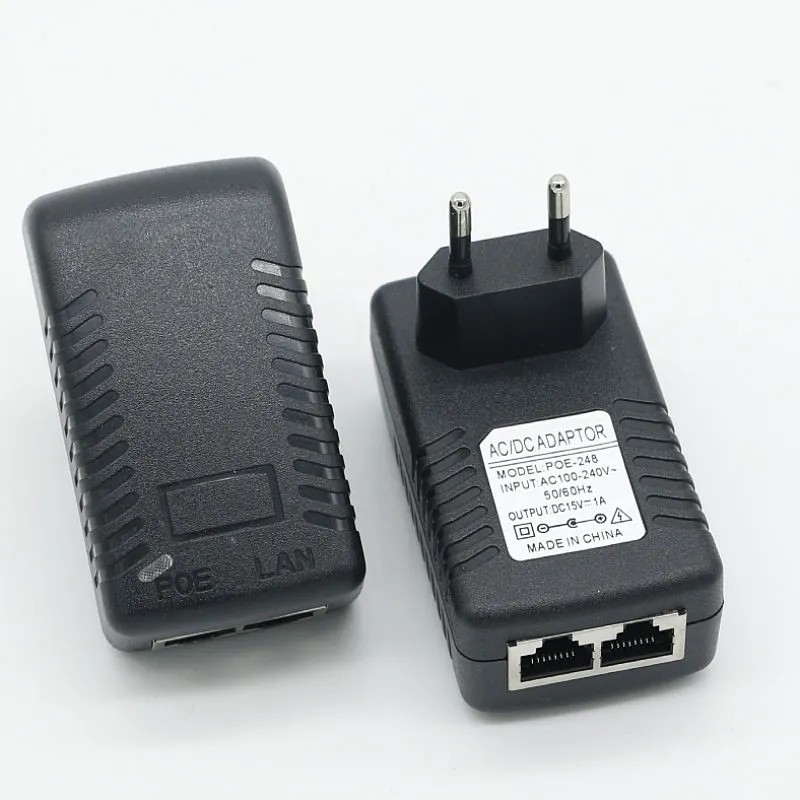 Đầu phun Ethernet POE gắn tường 15V 1A Euro Plug