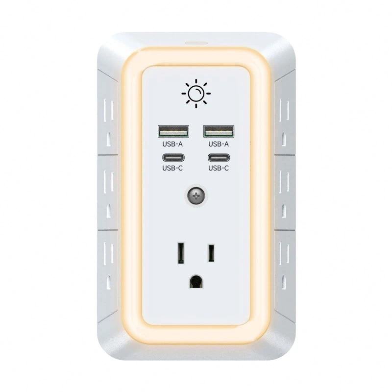 Dải nguồn 7 ổ cắm của Mỹ có đèn ngủ LED