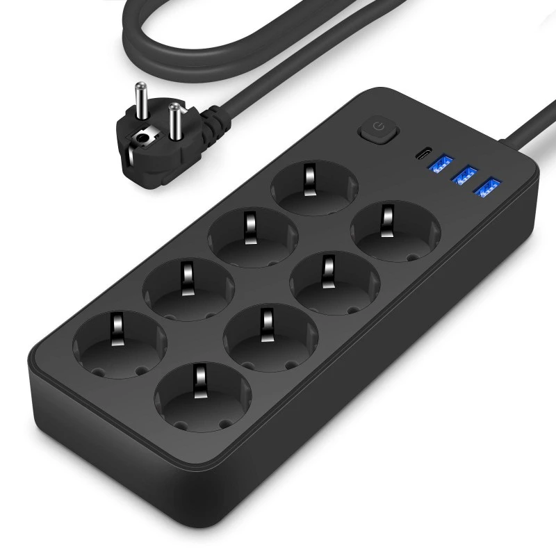 Dải nguồn tiêu chuẩn EU 8 AC với 4 cổng USB