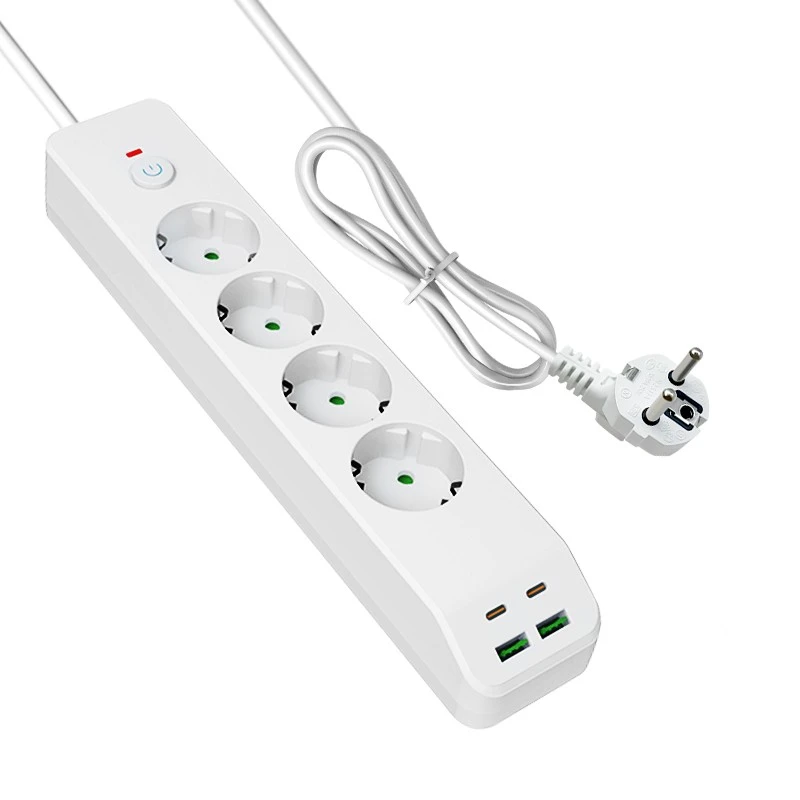 Dải nguồn EU sạc nhanh với 4 AC và 4 USB